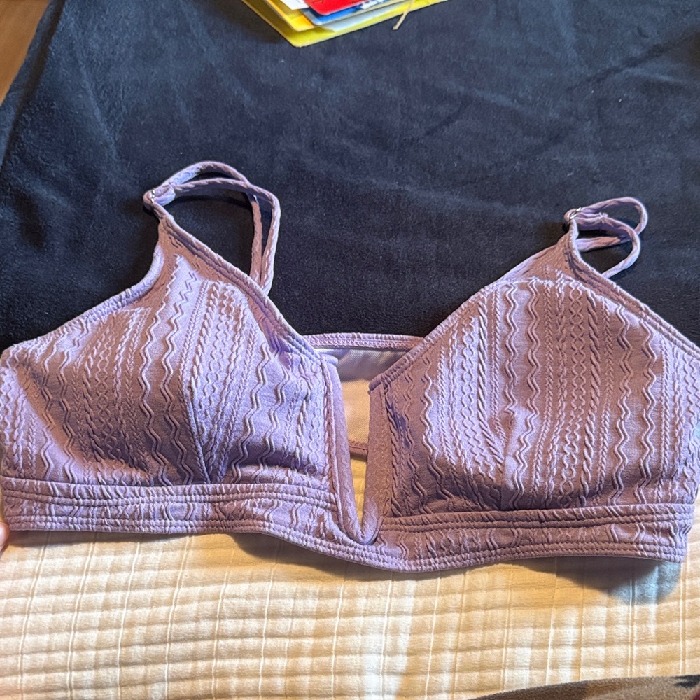 Lilac Textured Wireless Bikini Top